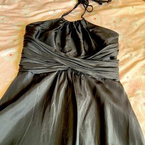 100% Silk DUSK Collection by Sheila Yen Black Halter-Tie Formal Dress Size 8